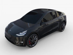 tesla model y rwd black with chassis 3D Model