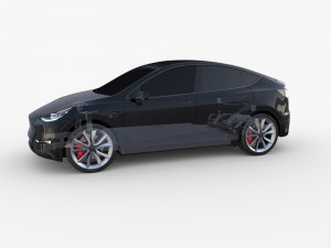 tesla model y rwd black with chassis 3D Model