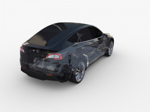 tesla model y rwd black with chassis 3D Model