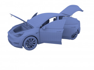 tesla model y rwd black with interior and chassis Modelo 3D
