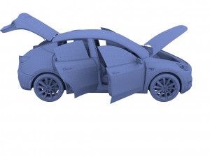 tesla model y rwd black with interior and chassis Modelo 3D