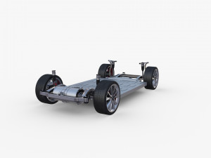 tesla model y rwd black with interior and chassis Modelo 3D