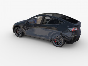 tesla model y rwd black with interior and chassis Modelo 3D