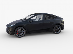 tesla model y rwd black with interior and chassis Modelo 3D
