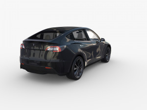 tesla model y rwd black with interior and chassis Modelo 3D