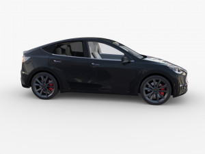 tesla model y rwd black with interior and chassis Modelo 3D