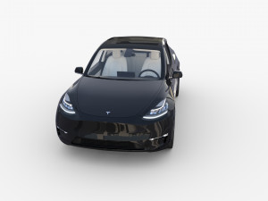 tesla model y rwd black with interior and chassis Modelo 3D