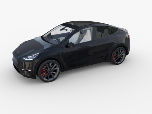 tesla model y rwd black with interior and chassis Modelo 3D