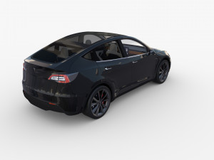 tesla model y rwd black with interior and chassis Modelo 3D