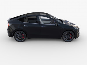tesla model y rwd black with interior and chassis Modelo 3D