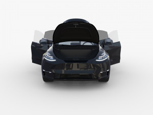 tesla model y rwd black with interior and chassis Modelo 3D