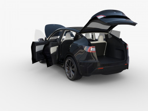 tesla model y rwd black with interior and chassis Modelo 3D