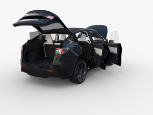tesla model y rwd black with interior and chassis Modelo 3D