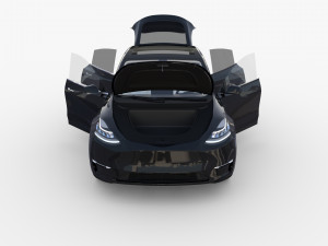 tesla model y rwd black with interior and chassis Modelo 3D