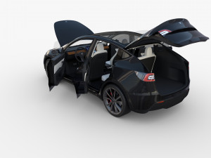 tesla model y rwd black with interior and chassis Modelo 3D