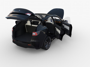 tesla model y rwd black with interior and chassis Modelo 3D