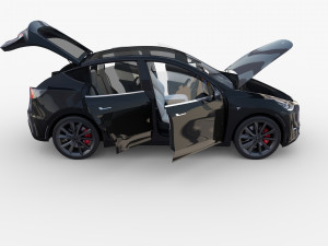 tesla model y rwd black with interior and chassis Modelo 3D
