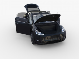 tesla model y rwd black with interior and chassis Modelo 3D