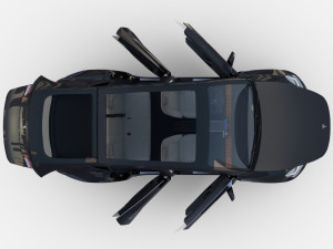 tesla model y rwd black with interior and chassis Modelo 3D