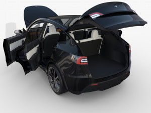 tesla model y rwd black with interior and chassis Modelo 3D