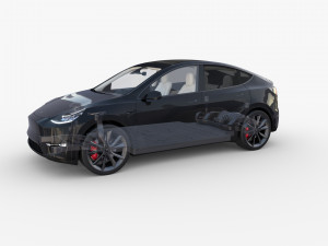 tesla model y rwd black with interior and chassis Modelo 3D