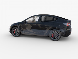 tesla model y rwd black with interior and chassis Modelo 3D