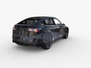 tesla model y rwd black with interior and chassis Modelo 3D