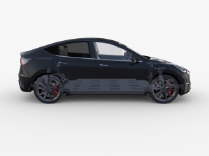 tesla model y rwd black with interior and chassis Modelo 3D