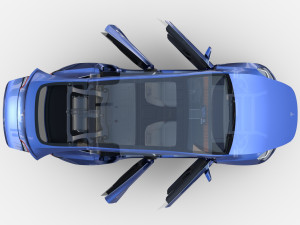 tesla model y rwd blue with interior and chassis 3D Model