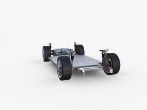 tesla model y rwd blue with interior and chassis 3D Model