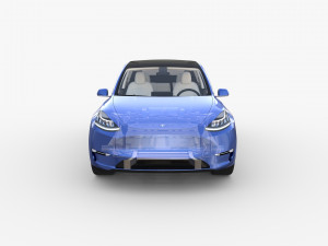tesla model y rwd blue with interior and chassis 3D Model