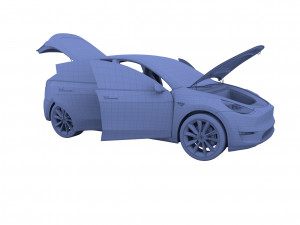 tesla model y rwd blue with interior and chassis 3D Model