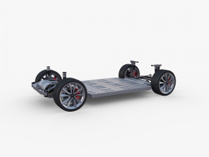 tesla model y rwd blue with interior and chassis 3D Model