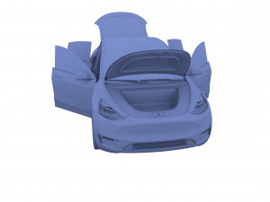 tesla model y rwd blue with interior and chassis 3D Model