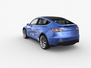 tesla model y rwd blue with interior and chassis 3D Model