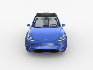 tesla model y rwd blue with interior and chassis 3D Model