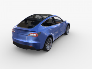 tesla model y rwd blue with interior and chassis 3D Model