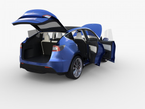 tesla model y rwd blue with interior and chassis 3D Model
