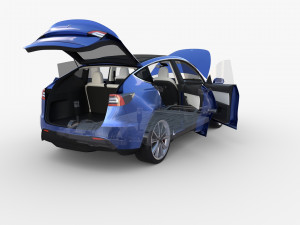 tesla model y rwd blue with interior and chassis 3D Model