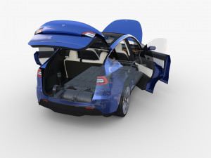 tesla model y rwd blue with interior and chassis 3D Model