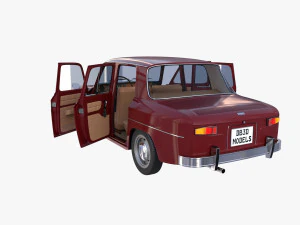 renault 8 с салоном темно-красного цвета 3D Модель