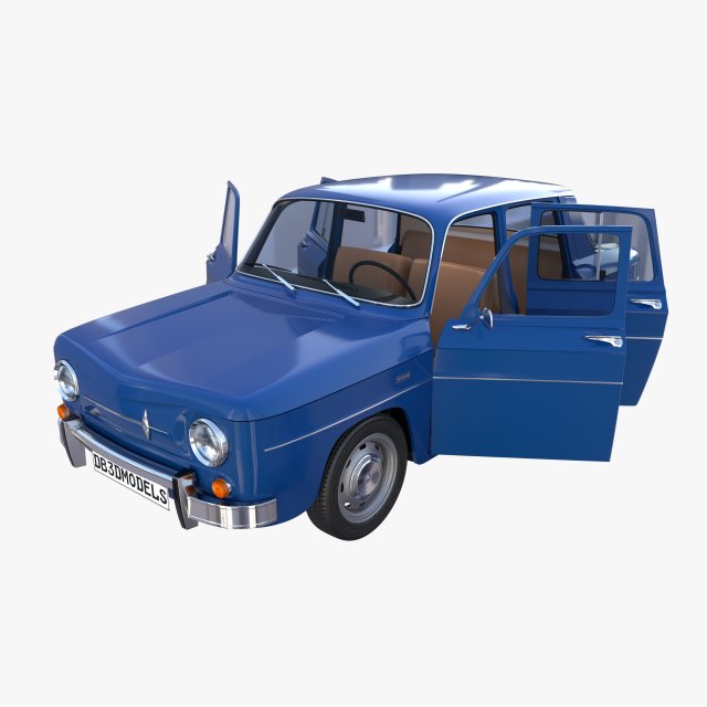 renault 8 with interior blue 3D 모델 .c4d .max .obj .3ds .fbx .stl .blend 