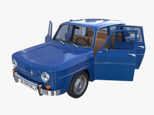 renault 8 with interior blue 3D Model