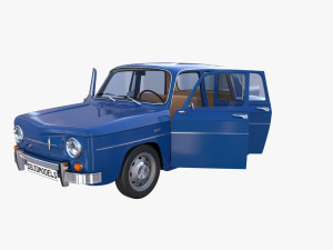 renault 8 with interior blue 3D 모델