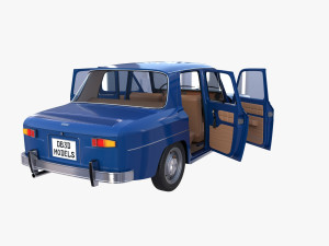 renault 8 with interior blue 3D 모델