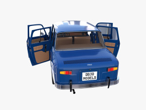 renault 8 with interior blue 3D 모델