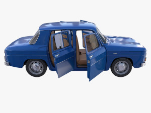 renault 8 with interior blue 3D 모델