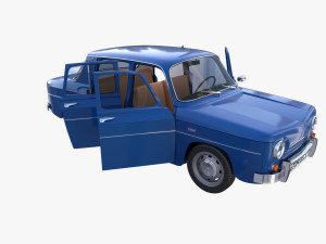 renault 8 with interior blue 3D 모델