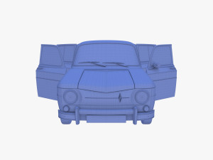 renault 8 with interior blue 3D 모델