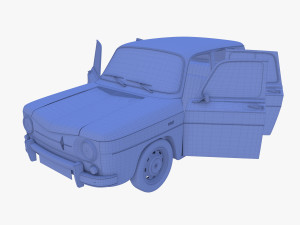 renault 8 with interior blue 3D 모델